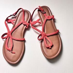 Personal Identity Ankle Strap  Braided Coral Sandals Sz 7